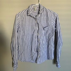 Forever 21 Blue Striped Button Shirt